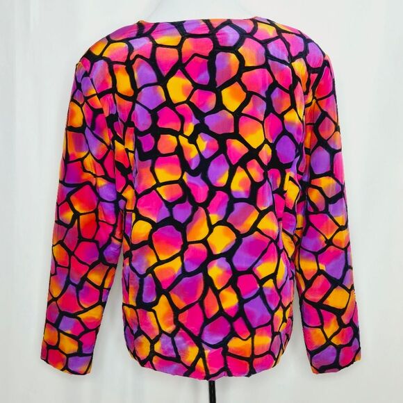 Aliki Yamani Creations Siesta 100% Silk Hand Painted Quilted Jacket Size Large - Picture 5 of 11